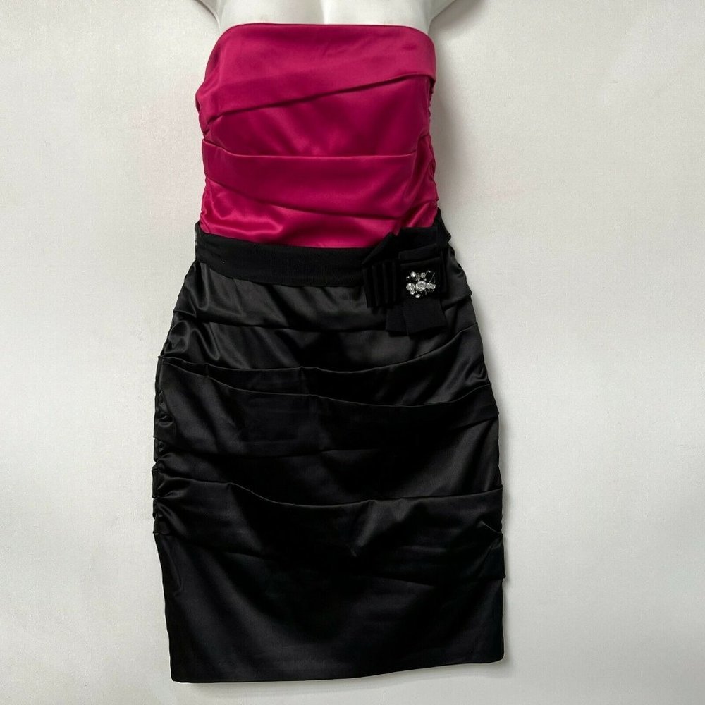 WHBM White House Black Market Our Satin Gala Dress Pink Bodice Black Skirt Sz 8